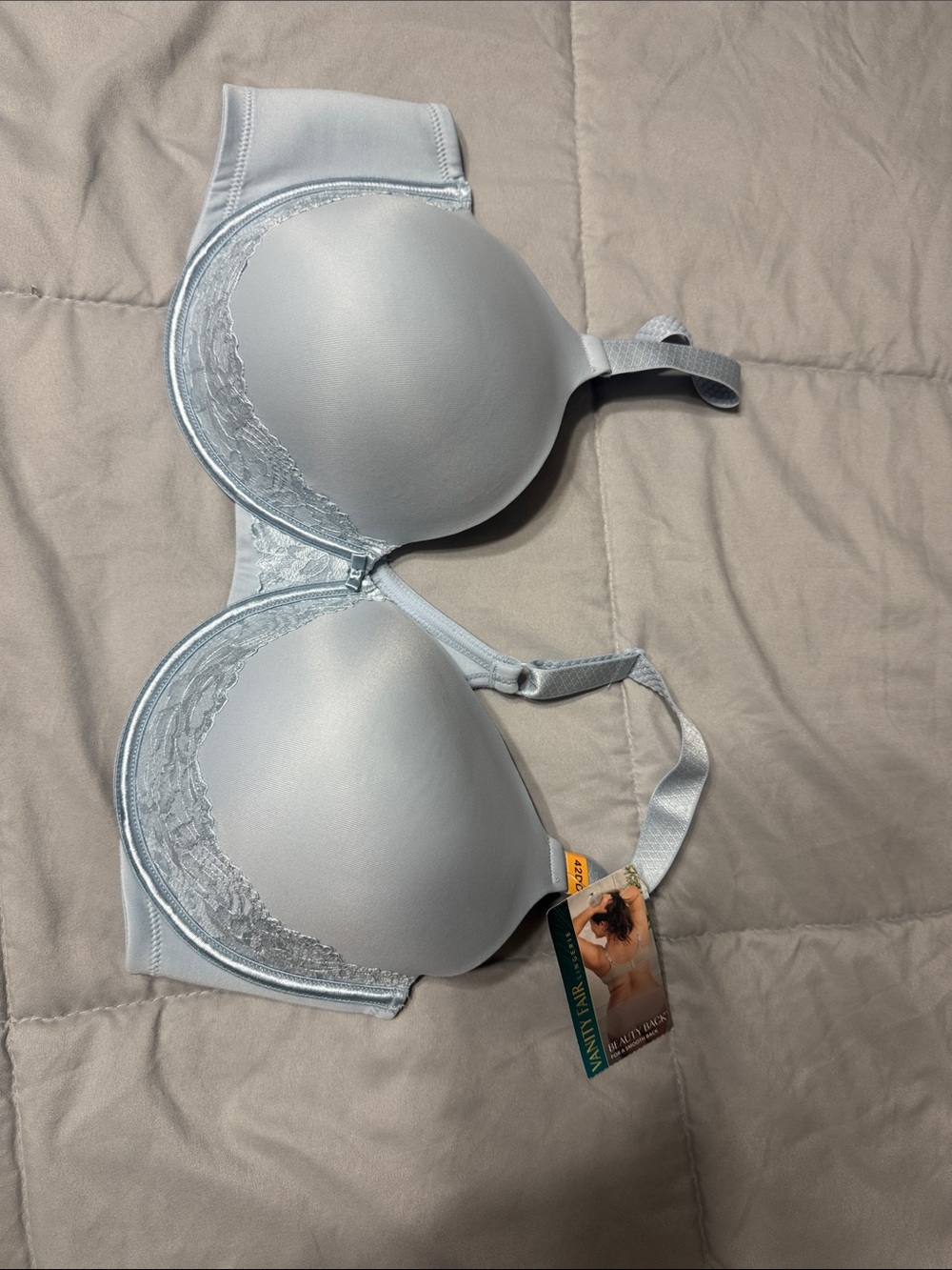 Vanity Fair Light Blue Lace-Trim T-Shirt Bra